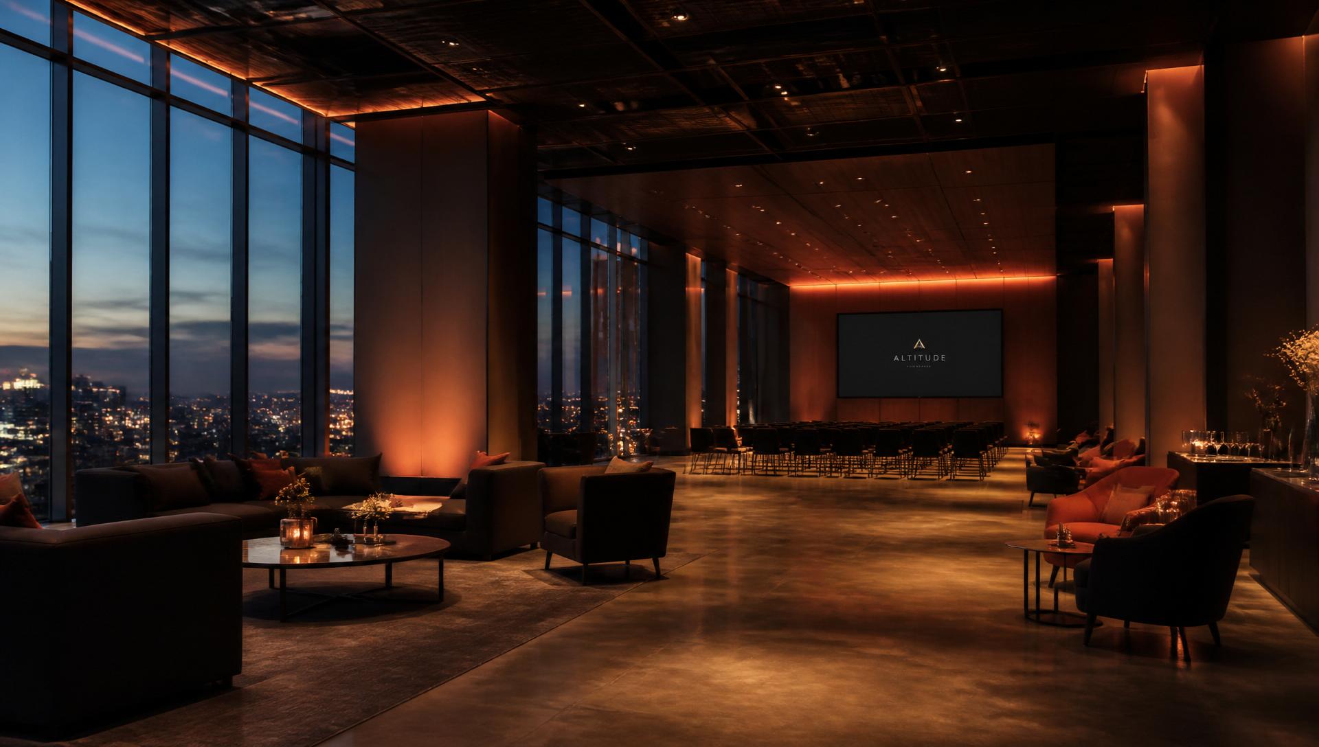 Premium executive event venue at dusk